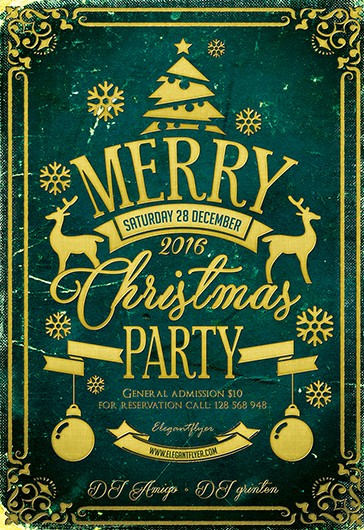 Green Luxury Retro Christmas Premium Flyer Template PSD | by Elegantflyer