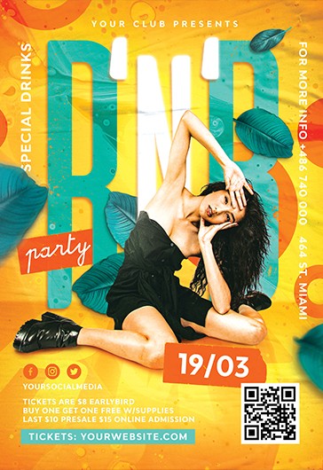 Giallo Artistico Flyer Del Party RnB Modello Di Volantino Free PSD | By ...