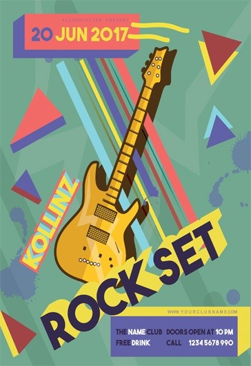 Multicolor Illustrated Rock Set Premium Flyer Template PSD | by ...