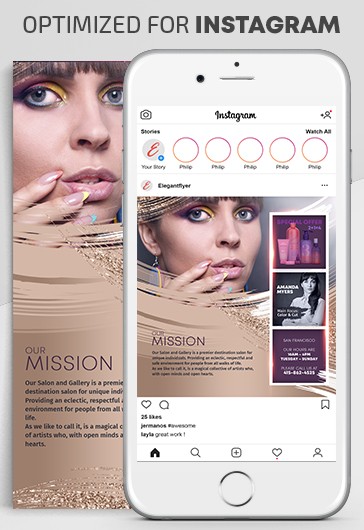 Golden Glamorous Salon Beauty Instagram Premium Social Media Template PSD