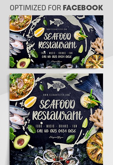 Black Creative Seafood Restaurant Facebook Premium Social Media ...