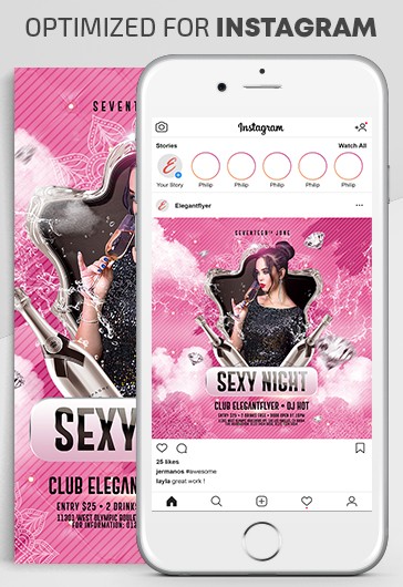 Pink Luxury Sexy Night Instagram Premium Social Media Template Psd 