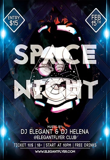 Blue Glow Space Night Premium Flyer Template PSD | by Elegantflyer