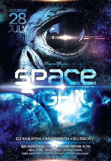 Blue Glow Space Night Premium Flyer Template PSD | by Elegantflyer