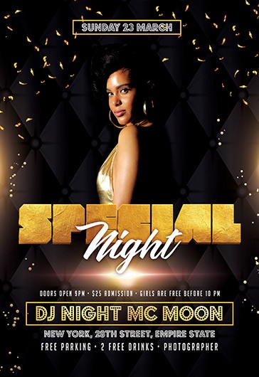 Black Luxury Special Guest DJ Premium Flyer Template PSD | by Elegantflyer