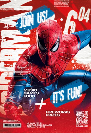 Spiderman Invitation Layout for Birthday & Christening: Free PSD File  Download 