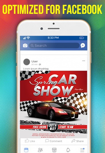 Red Simple Spring Car Show Facebook Premium Social Media Template PSD ...