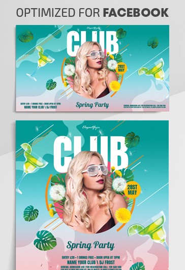 Blue Creative Spring Club Party Premium Social Media Template PSD | by ...
