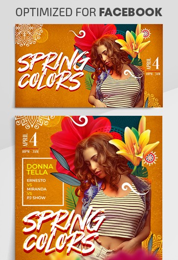 Yellow Floral & Plants Spring Colors Party Premium Social Media ...