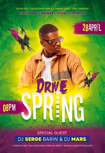 Spring Drive Party - Premium PSD Flyer Template - Spring