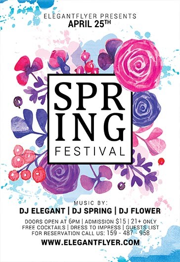 White Illustrated Spring Festival Premium Flyer Template PSD | by ...