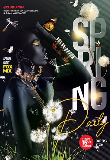 Spring Party Flyer - Black