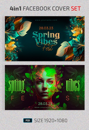 Spring Vibes Fest - Facebook Cover Templates Set in PSD - 10050115 | by ...