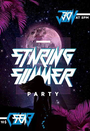 Black Artistic Starry Summer Night Premium Flyer Template PSD | by ...