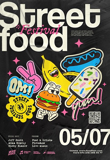 Black Illustré Affiche du Festival de la Street Food Free Modèle de ...