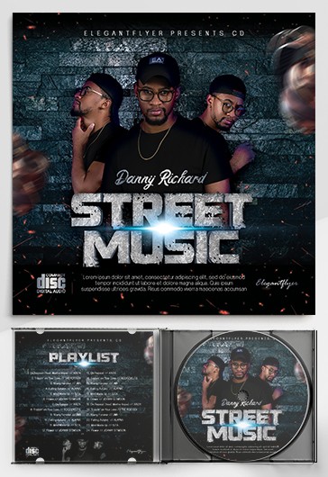 Música de rua - Modelo de capa de CD Premium PSD - Capas de CD