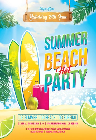 Blue Creative Summer Beach Hot Party Premium Flyer Template PSD | by ...