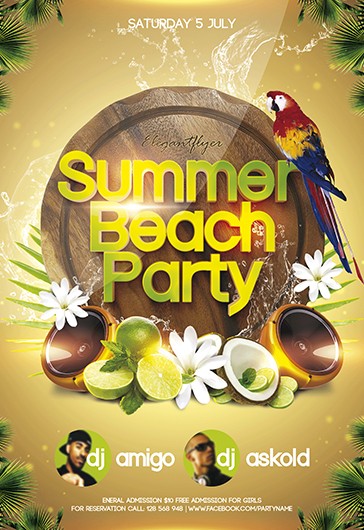 Festa na Praia de Verão com Papagaio