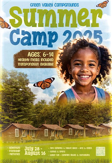 Green Simple Summer Camp Free Poster - Summer Camp Poster 170876