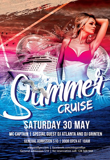 Multicolor Gradient Summer Cruise Flyer Premium Flyer Template PSD | by ...