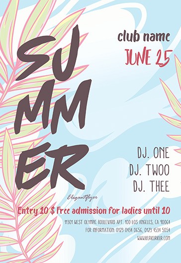 Blue Simple Summer Flyer Free Flyer Template PSD | by Elegantflyer