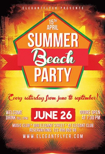 Yellow Creative Bright Summer Party Premium Flyer Template PSD | by ...