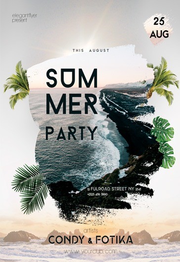 White Creative Summer Party Premium Flyer Template PSD | by Elegantflyer