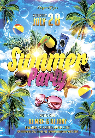 Summer party - Premium Club flyer PSD Template - 10016726 | by ElegantFlyer