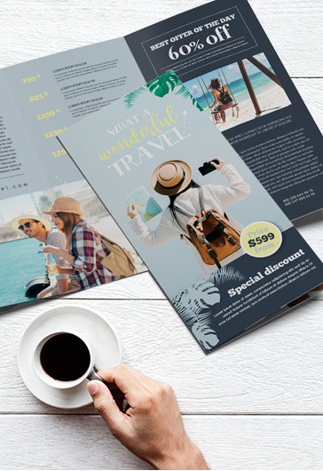 夏季旅行-免费的PSD三折页宣传册模板 - 旅行