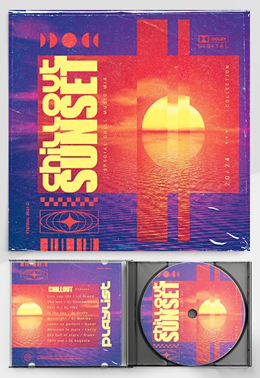 Purple Bright Sunset Chillout Free Cd Album Cover Template Psd 