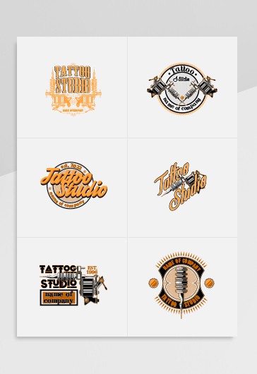 Tattoo Studio Logo Set