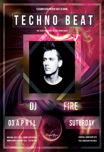 Multicolor Exclusive Techno Beat Free Flyer Template PSD | by Elegantflyer