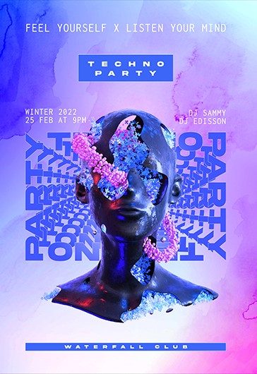 Affiche de soirée techno
