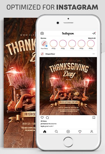 Red Simple Thanksgiving Day Premium Social Media Template PSD | By ...