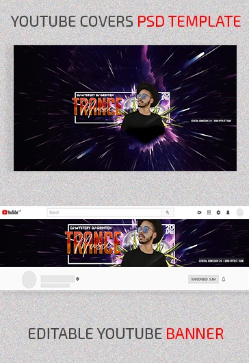 Purple Modern Trance Music Youtube Free Social Media Template PSD | by ...
