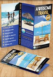 Agência de Viagens Trifólio de Folhetos - Tri-Fold - Tríptico