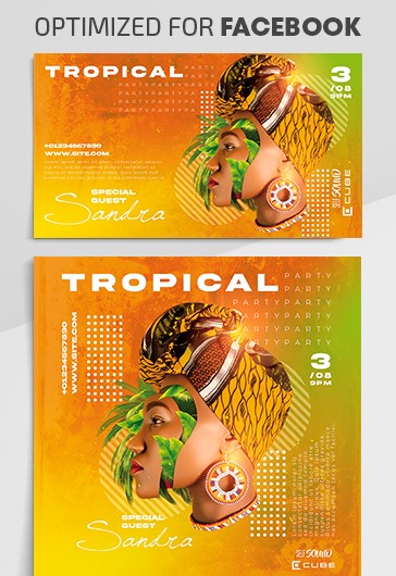 Fiesta tropical de Facebook - Plantillas de Facebook