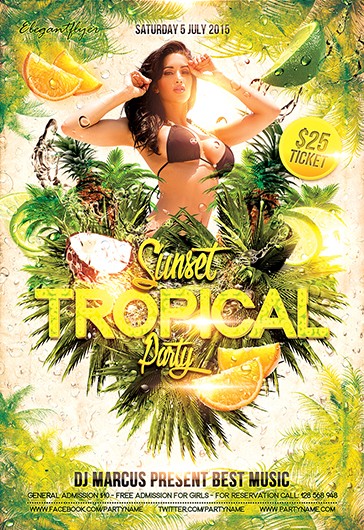Tropical Sunset Party Flyer