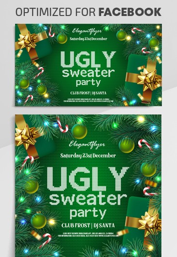 Green Creative Ugly Sweater Premium Vector Template EPS | by Elegantflyer