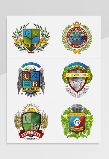 Conjunto de logotipos da universidade. - Esportes