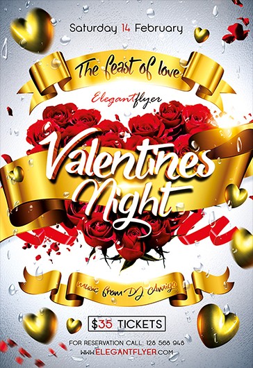 Gold Class Valentines Night PSD Template - 10017641 | by ElegantFlyer