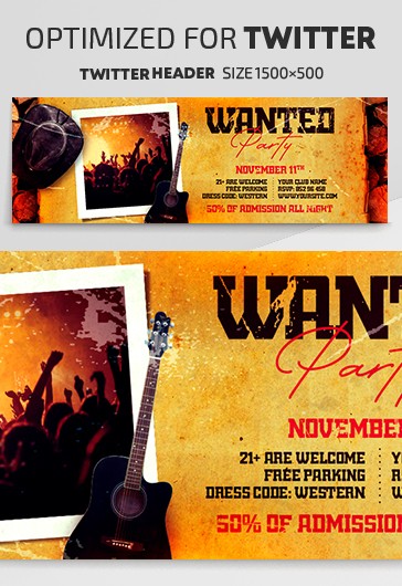 Wanted Party Twitter - Twitter Templates