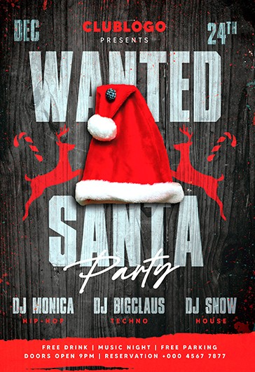 Affiche de recherche : Père Noël recherché.