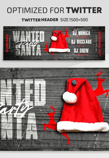 Wanted Santa - Free Twitter Header PSD Template - 10031910 | by ...