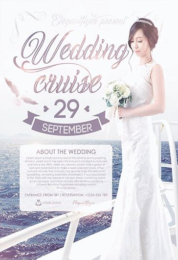 White Elegant Wedding Cruise Premium Flyer Template PSD | by Elegantflyer