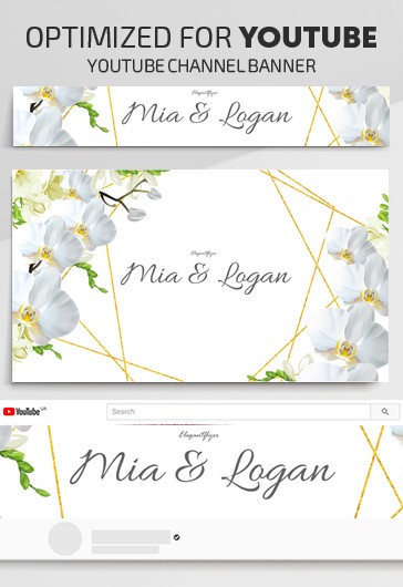 White Floral & Plants Wedding Invitations Youtube Premium Social Media ...