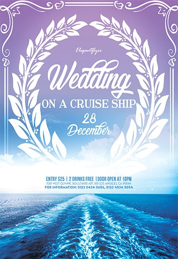 Blue Aesthetic Wedding on a Cruise ship Premium Flyer Template PSD | by ...