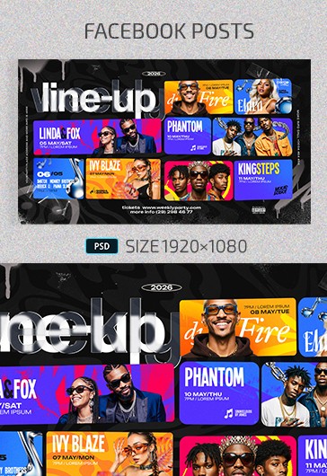 Blue Grunge Weekly Party Lineup Facebook Post Free Social Media ...