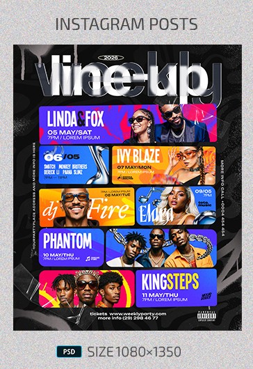 Blue Grunge Weekly Party Lineup Instagram Post Free Social Media ...