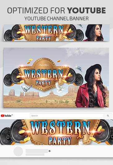 Yellow Luxury Western Party Youtube Premium Social Media Template PSD ...